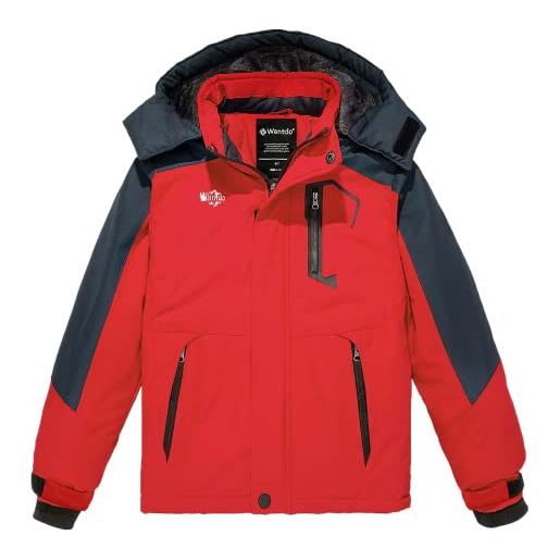 Wantdo giacca da sci impermeabile giubbotto da viaggio a vento cappotto da lavoro idrorepellente abbigliamento da sci taglia forti bambino nero 152-158