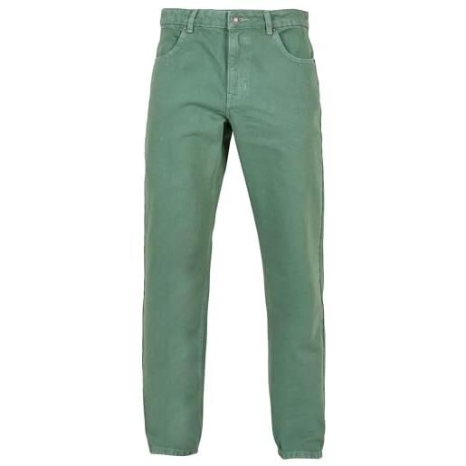 Urban Classics colored loose fit jeans, pantaloni, uomo, verde (leaf), 32