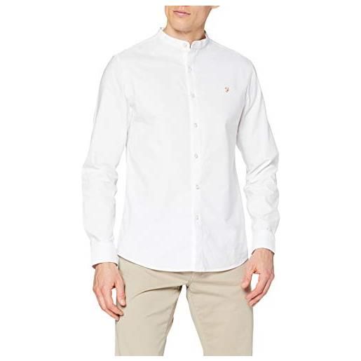 Farah brewer-camicia da donna in cotone oxford con colletto a nonno, bianco, s uomo