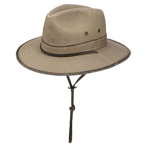 Stetson cappello in cotone tarnell traveller donna/uomo - di tessuto estivo da uomo con fodera, sottogola estate/inverno - m (56-57 cm) beige