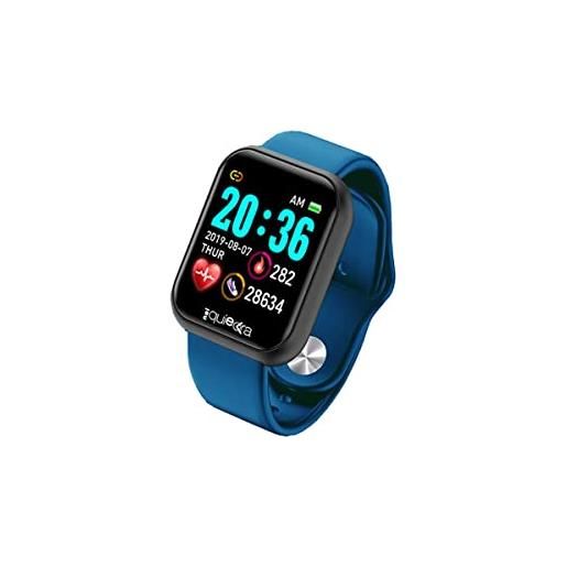 RF Distribution power color smartwatch, fitness uomo donna, contapassi, monitoraggio frequenza cardiaca sonno e salute, notifiche messaggi, cassa nera con cinturino nero e cinturino azzurro aggiuntivo