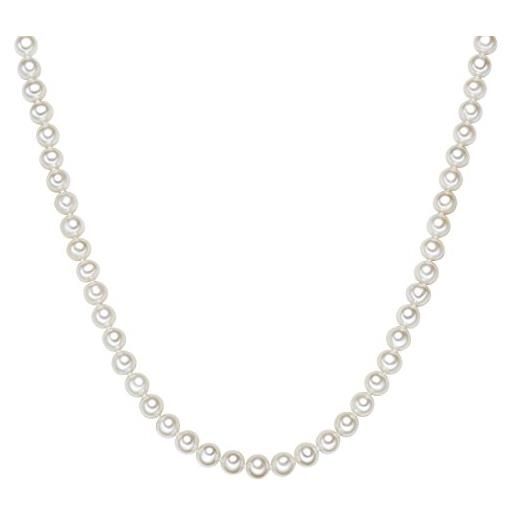 Valero Pearls collana da donna di alta qualità con perle coltivate d'acqua dolce in circa 7 mm, ovale, in argento sterling 925, colore bianco, argento, perle coltivate d'acqua dolce