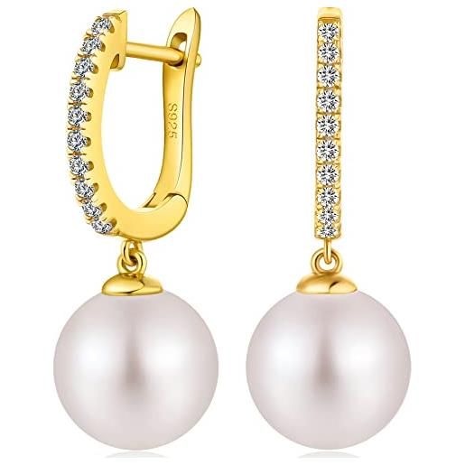 Miaofu pearl earrings orecchini perle donna orecchini pendenti perle Miaofu orecchini con perle anallergici orecchini perle pendenti, perle goccia orecchini, orecchini perle oro bianco, orecchini perle argento