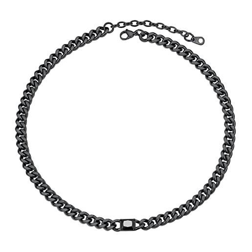 PROSTEEL girocollo donna nero catena nera pietra collana a catena collana piatta donna acciaio inossidabile 41+5 cm regaolabile
