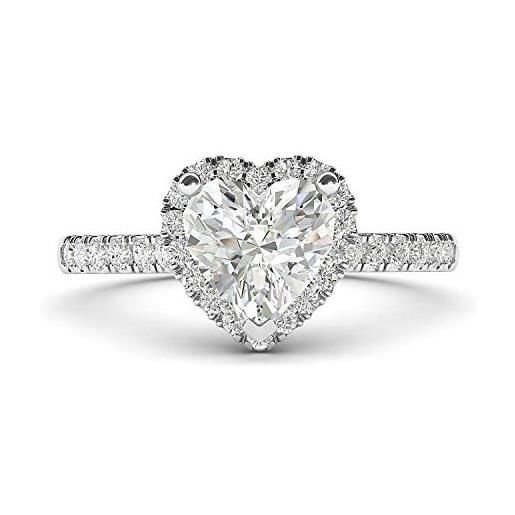LANDA JEWEL anello di fidanzamento in argento sterling con diamanti a forma di cuore e pietre laterali e argento, 54 (17.2), colore: argento sterling, cod. En-hsht1-925