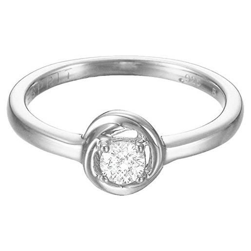 Esprit essential anello da donna in argento 925, rodiato con zirconi trasparenti, argento, misura 17
