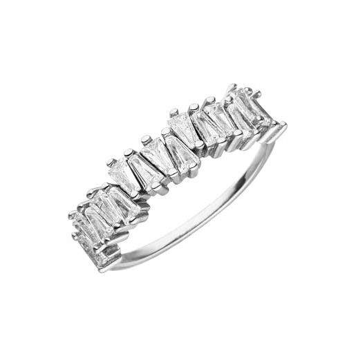 Purelei® anello powder (oro, argento), anello da donna in acciaio inossidabile, anello waterproof con pietre preziose, disponibile in varie misure (argento, 56)
