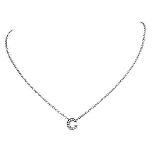 Supcare collana punto luce collana donna con zirconi, c lettera collana con iniziale, collana argento 925 donna +placcato in oro bianco, collana nome personalizzabile per ragazza donne, idee regalo