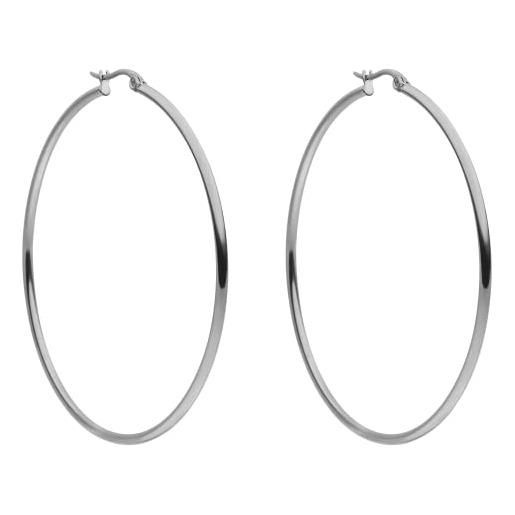 Purelei® orecchini hoops (argento), orecchini a cerchio da donna in acciaio inossidabile, cerchi grandi resistenti all'acqua, 63 mm di diametro