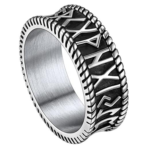 ChainsHouse anello con rune vichinghe nordico misura it-19 pirata vichingo superficie lucida argento in acciaio inossidabile impermeabile