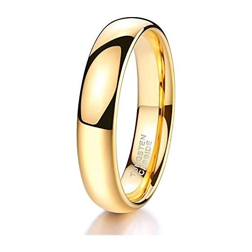 Zakk anello da uomo e da donna anello di fidanzamento in carburo di tungsteno lucido in oro giallo anelli nuziali 2mm 4mm 6mm 8mm (4mm, 49 (15.6))