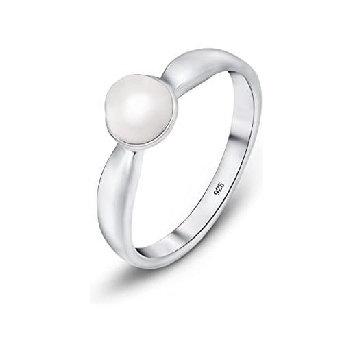 Amberta anello in argento sterling 925 con perla per donna: anello con perla 18
