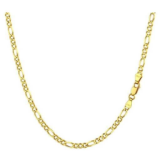 ChicSilver catenina argento 925 uomo in argento 925 donna collana catena oro catenina donna placcata oro 61 cm larghezza 3 mm