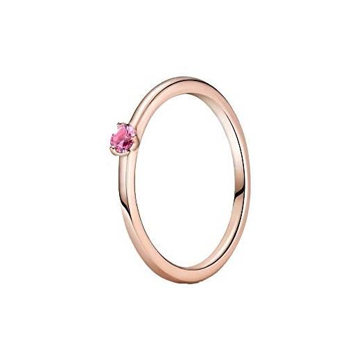 Pandora anello da donna solitario rosa 189259c03, metallo prezioso, cristallo
