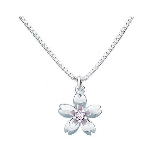 Helen de Lete little pink sakura flower - collana girocollo in argento sterling