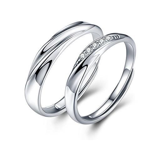 sassu fine endless love anello di coppia 925 argento swarovski zircon dimensione regolabile anello di proposta anello di fidanzamento anello di coppia regalo di nozze anniversario regalo