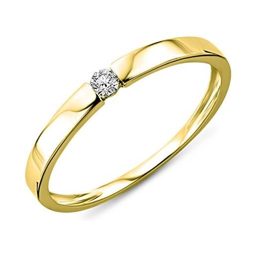 Miore anello donna solitario anello di fidanzamento diamante taglio brillante ct 0.05 en oro bianco/oro giallo 9 kt / 375 (giallo, 18)
