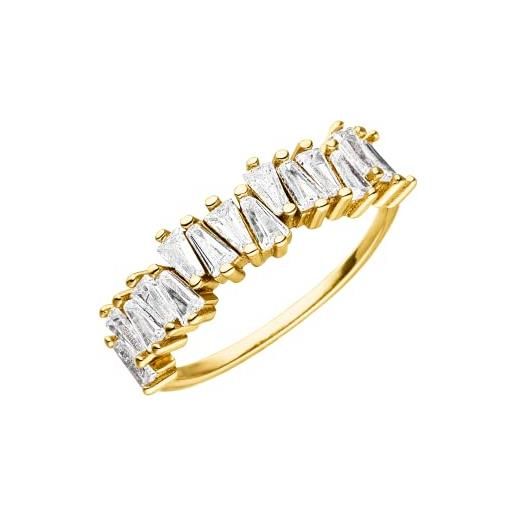 Purelei® anello powder (oro, argento), anello da donna in acciaio inossidabile, anello waterproof con pietre preziose, disponibile in varie misure (oro, 56)