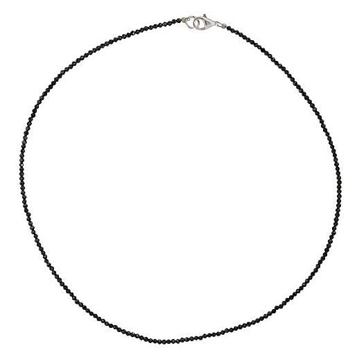 I-be, collana in spinello nero, diametro 2 mm, chiusura a moschettone in argento sterling 925, lunghezza: 42 cm, con custodia regalo (446602/black/42), personalizzabile