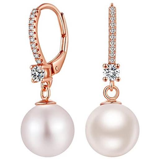 Miaofu orecchini perle donna perle pendenti orecchini Miaofu orecchini con perle, orecchini perle goccia oro bianco, diamante perle orecchini donna orecchini cerchio perle, orecchini perle pendenti anallergici