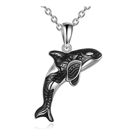 POPLYKE collana in argento sterling con animali oceanici per donne, figlia, regalo di compleanno, resina, nessuna pietra preziosa
