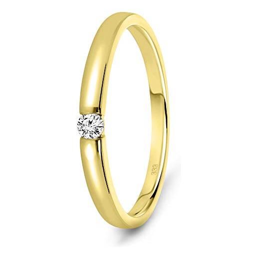 MIORE anello solitario di fidanzamento da donna con diamante 0,05 ct in oro giallo 8 carati oro 342