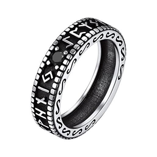 Bestyle anelli argento 925 donna uomo alfabeto runico anello donna nero anelli donna fascia zirconi misura 19
