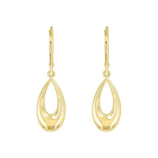forme di Lucchetta lucchetta - orecchini goccia in oro giallo 14 carati con monachella | orecchini d'oro vero per donna