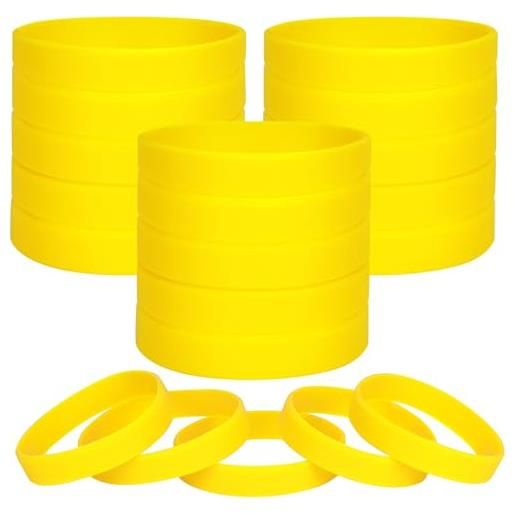 LVNRIDS braccialetti in silicone vuoti 100 pezzi, braccialetti elastici in gomma per feste sportive braccialetto giallo l
