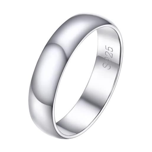 PROSILVER anello donna argento 925 anello donna 5mm fede matrimonio anello sottile misura 7 con confezione regalo