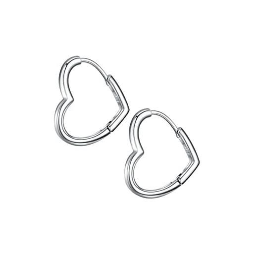 H'Helen orecchini a cerchio cuore in argento sterling s925 per donna ragazza uomo 19 mm piccoli leggeri ipoallergenic (argento)