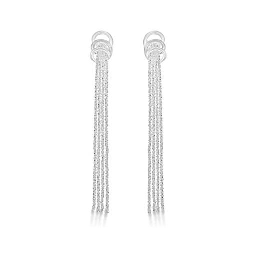 Orecchini Pendenti Tuscany Silver In Argento Sterling 925 Con 4 Fili Ad Anello - Donna, Ipoallergenici