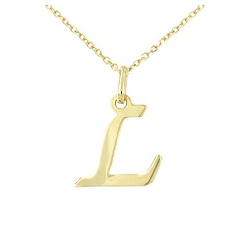 forme di Lucchetta lucchetta - ciondolo lettera l iniziale nome in oro giallo 9 carati - catenina d'oro 45cm | collane d'oro vero per donna