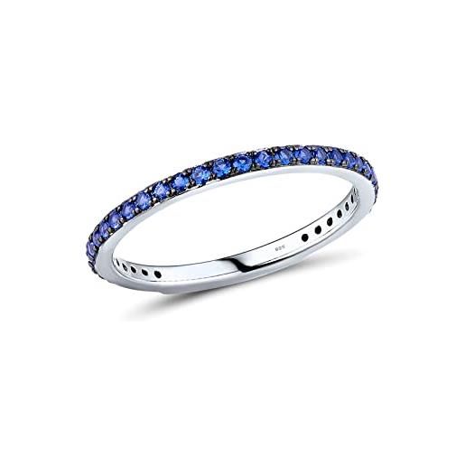 Santuzza anello impilabile in argento sterling 925, anello di fidanzamento e matrimonio da donna, metallo metallo gemma, zirconia cubica blu nano