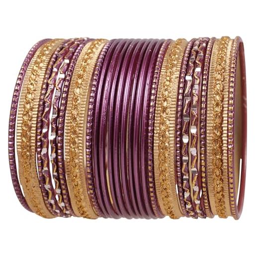 Touchstone collezione di 2 dozzine di braccialetti colorati indiano bollywood cipolla pastello smalto dorato gioielli di design braccialetti speciali set di 24 in tonalità oro per le donne. 