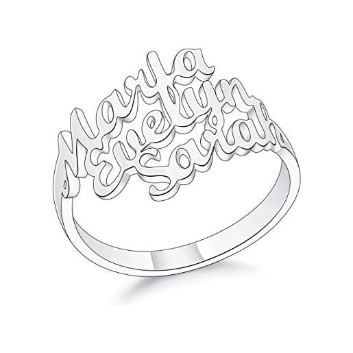 MeMeDIY anello con nomi personalizzati per donna, anello con nomi 1-4 bambini, anello in argento sterling con placcato oro, placcato oro rosa, regalo per mamma moglie (3 nomi, taglia 12)