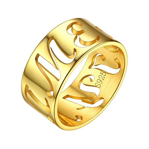 ChicSilver anello uomo con nome argento 925 donna anelli placcati oro uomo anello placcato oro uomo fede misura 27 9mm