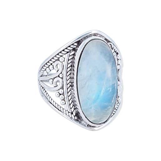 mantraroma anello argento 925 con pietre preziose pietra di luna pietra bianco argento sterling da donna in vero argento (mrg-083-04-(62))