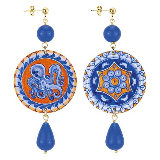 In lebole collezione the circle dor201 amalfi orecchini da donna in ottone pietra blu. 
