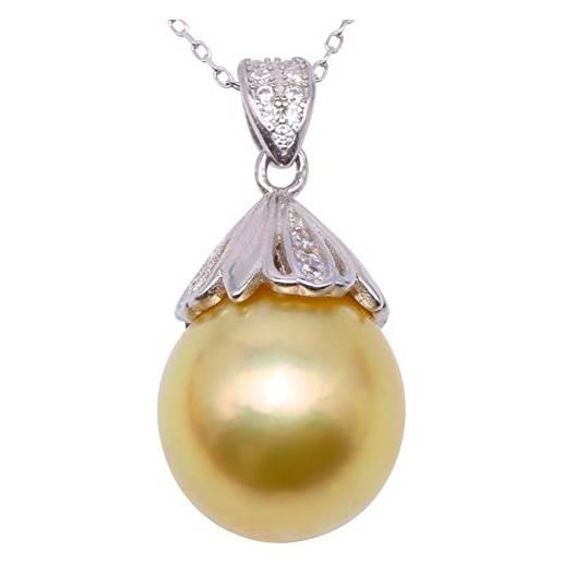 JYX Pearl jyx perla ciondoli australiane collier da donna bella 12.5mm ovale oro con mare del sud perla coltivata collana ciondolo, qualità aaa