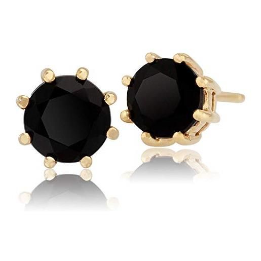 Gemondo donna 375 oro 9ct oro giallo rotondo onice classico piedini set orecchini a lobo nero 5.00mm