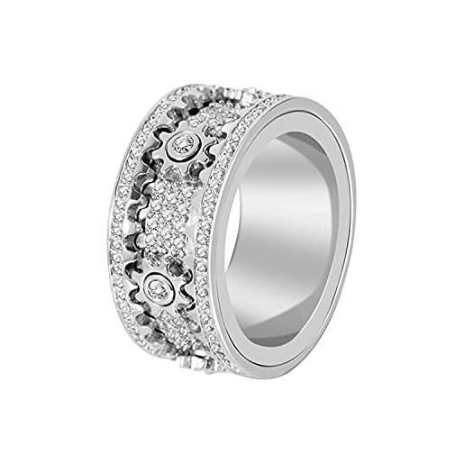 AMZCOM anello antistress girevole uomo donna contro ansia anello rotante fidget spinner anello acciaio inossidabile fidanzamento anello, anelli per sollievo dall' ansia