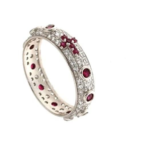 gioiellitaly anello rosario pavè argento 925 con zirconi bianchi e grani pietre rosse anello unisex gioiello uomo donna (21)