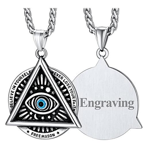 FaithHeart collana occhio della provvidenza occhio di dio amuleto personalizzato occhio blu resina collana argento nero oro unisex uomo donna confezione regalo