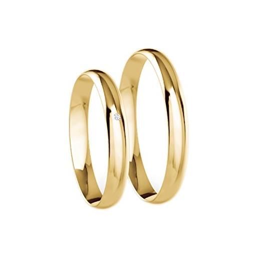 JC Schmuck 2 pz. Fede nuziale classica in oro 333, anello da matrimonio classico con incisione, 3 mm di larghezza (oro giallo 333 da 8 carati) lc13