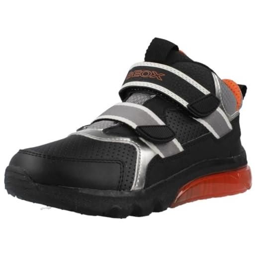 Geox j ciberdron boy, scarpe da ginnastica, black orange, 24 eu