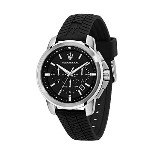 Maserati orologio da uomo, collezione successo, in acciaio, silicone, con cinturino in silicone - r8871621014