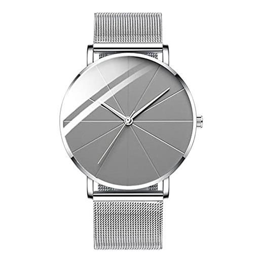 ZWHJL orologi di moda da uomo minimalisti semplici uomini business ultra sottile in acciaio inossidabile mesh belt quartz watch silver. Grey