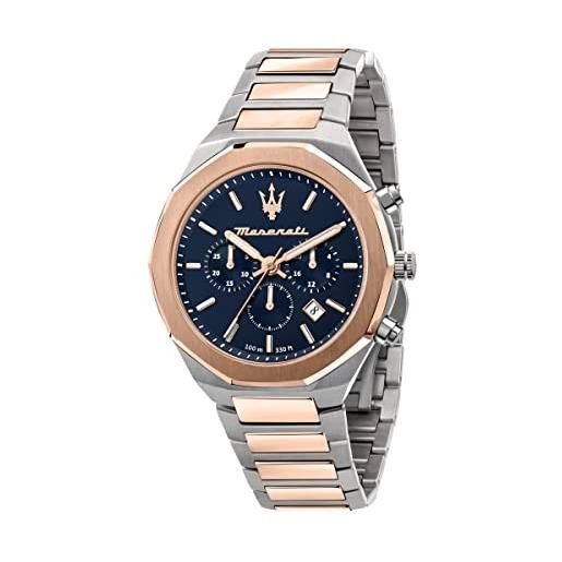 Maserati orologio uomo, collezione stile, al quarzo, cronografo, in acciaio, pvd oro rosa - r8873642002