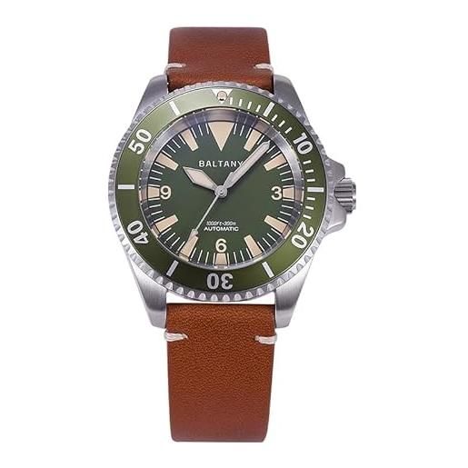 N\C nc 2021 baltany diving watch mens retro luminous aluminum bezel 30bar waterproof water ghost automatic wristwatch (color 2)